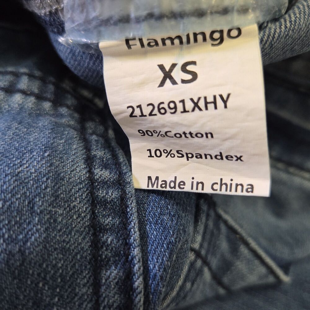 NWT Flamingals Womens XS Wide Leg Mid Rise Jeans Front Patch Pockets - Picture 2 of 11